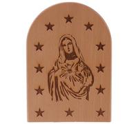 Veemoon Catholic Mary Statue: Wooden Mother of God Figurine - Religious Bookend Home Décor - Housewarming Gift for Christian Homes First Communion