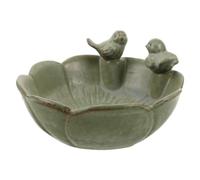 Veemoon Ceramic Bird Bath Bowl for Wildlife and Pollinators Weather Resistant Leaf-shaped Design for Outdoor Garden and Deck Use
