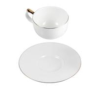 Veemoon Ceramic Coffee Mug Saucer Set, 101-200ml Porcelain Tea Cup and Gold Rim Saucer, Elegant Porcelain Coffee Cup for Home and Office Use