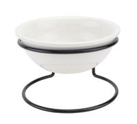 Veemoon Ceramic Pet Food Bowl with Simple Iron Rack, Non-slip and Safe Engineering Design for Small Pets, for Holding Food and Dry Kibble, Sturdy and Stable Feeding Basin