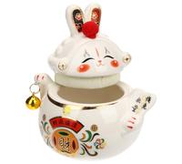 Veemoon Ceramic Rabbit Shape Food Storage Jar 220ml Sealed Multi-function Canister for Office and Holidays, Adorable White Kitchen Container with Superb Details and Elegant Design