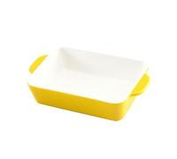 Veemoon Ceramic Rectangular Baking Tray Porcelain Baking Pan Yellow Microwave-safe for Lasagne Cooking Sturdy and Easy Clean Kitchen Tableware