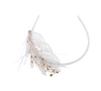 Veemoon Chic Womens Headband with Faux Plume and Sparkle Rhinestones Beaded Hair Accessory for Carnival Costume Festive Parties and Vintage Inspired Looks