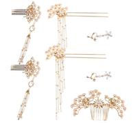 Veemoon Chinese Bridal Hairpins Elegant Pearl Hair Sticks Flower Headpiece Unique Chinese Style Accessories for Bridesmaids Women Cultural Heritage Jewelry for Weddings