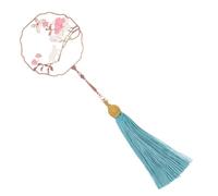 Veemoon Chinese Style Brass Hollow Out Handheld Fan Bookmark Rose Gold Chain Tassel, Metal Graduation Stationery Page Marker for Office and Notebook Use