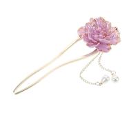 Veemoon Chinese Traditional Enamel Peony Hair Stick Pins Retro Japanese Hairpin with Tassel Elegant Costume Accessory for Weddings Parties Daily Wear Festive Events