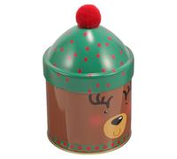 Veemoon Christmas Candy Tin with Lid Small Xmas Snack Container Cute Deer Pattern Dustproof Candy Storage Case Box