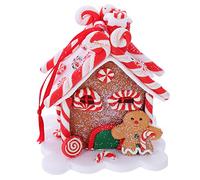 Veemoon Christmas Gingerbread House, Gingerbread House Ornaments Lighted Candy House Village Miniature for Xmas Tree Hanging Decoration Props