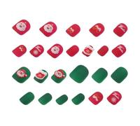 Veemoon Christmas Press Nails for Women Removable Almond-shaped False Nails Decorative Fake for Winter Party French White Style