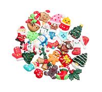 Veemoon Christmas Resin Flatback Charms 30Pcs Assorted Pattern Sturdy Mixed Ornaments Craft Embellishment Mobile Phone Case Accessories (Resin)