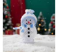 Veemoon Christmas Snowman Light with USB, Led Glowing Snowman Figurines Small Christmas Night Light Ornament - RGB 7 Colorful Flashing - for Table Center Xmas Party Favor (Blue and White,3. 5")