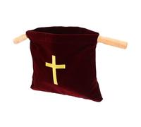 Veemoon Church Offering Bag with Embroidered Cross Large Capacity Fabric Pouch for Holy Communion Baptism Christening Church Missions Party Favors