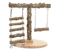 Veemoon Climbing Ladder and Grinding Stick Coffee Colour, Encourages Exercise and Balance Development Wooden Bird Perch Stand for Synthetic Material with Parrot for Small Birds Home Or