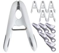 Veemoon Clothespin Laundry Peg Clips Hanger 12pcs Windproof Traceless Plastic Stainless Steel Multi-Functional for Towels Quilts Blankets Indoor Outdoor Drying