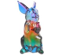 Veemoon Colorful Crystal Bunny Figurine, Easter Rabbit Glass Ornament Blown Glass Bunny Statue Desktop Mini Rabbit Decor Collectible Craft for Home Car Festival Party Decoration