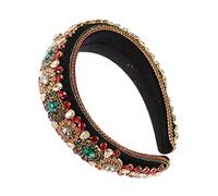 Veemoon Colorful Rhinestone Hairband Baroque Style Headdress for Women Elegant Decoration for Parties Dances Everyday Use for Hairstyle Making Facial Care