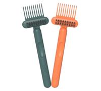 Veemoon Comb Hair Remover and Hair Brush Rake Cleaner Set 2pcs Multifunctional Japanese-style Hollow Design Orange and Dark Green for Massage and Cleaning