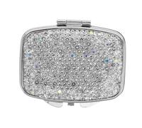 Veemoon Compact Mini Pill Organizer with Elegant Rhinestone Design Multi-Compartment Portable Medicine Case for and Vitamins Dual-use Travel Pill Box and Jewelry Storage