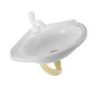 Veemoon Compact Triangle Bathroom Vanity Sink Wall-Mounted Corner Wash Basin with Plastic Faucet White Space-Saving Design for Small Bathrooms and Outdoor Use
