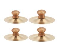 Veemoon Copper Finger Cymbals and Stable Rhythm Performance with Wooden Handle 2 Pairs Lightweight Grip Twin round Percussion Instruments for Dance Party and Band Performance, Suitable