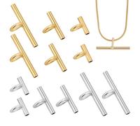 Veemoon Copper Tube Brooch Converters Set 12pcs Metal Pin to Pendant Adapters Gold Silver 8mm 13mm 20mm for Jewelry Making and Necklace Accessories