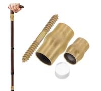 Veemoon Copper Walking Stick Joint Set with Anti-Slip Ferrules for Elderly Cane Repair Brass Hardware Kit for Senior Mobility Support Indoor Outdoor Use