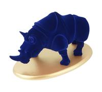 Veemoon Creative Blue Resin Rhino Ornament for Desktop Decor, Lightweight Micro Landscape Sculpture for Home Decoration and DIY Landscape Accents