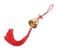 Veemoon Creative Brass Wind Chime with Chinese Knot Tassel, Vintage Gourd Shape Car Rearview Mirror Hanging Ornament, Red Tassel Car Pendant for Interior Decor and Feng Shui Charm
