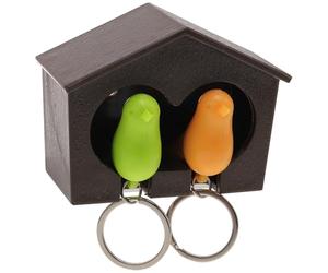 Veemoon Creative Holder Green with Ring Yellow Sparrow Birdhouse Key Design Mountable Abs with Double-Sided Tapes for Storage Wall Home
