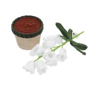 Veemoon Crochet Night Light with Jute Rope Pot Cute Artificial Flower Bouquet Desk Lamp for Bedroom Decor Cozy Indoor Lighting Easy Care Decorative Nightstand Lamp