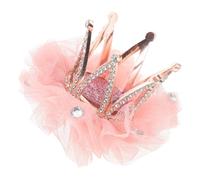 Veemoon Crown Hair Clips for Kids Rhinestone Bang Clip in Flesh Pink Adorable Hair Accessories for Girls for Parties and Everyday Use