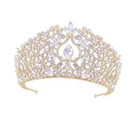 Veemoon Crystal Bridal Crown Hairband with Sparkling Zirconia Elegant Wedding Headpiece for Bride Party and Banquet Accessories Chic Golden Tiara Headband