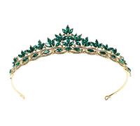 Veemoon Crystal Crown Headband Bridal Headpieces for Wedding Birthday Women Green Tiara Wedding Headdress Delicate Bridal Headpiece Alloy
