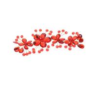 Veemoon Crystal Wine Red Bridal Hair Vine Soft Band Rhinestone Headpiece for Women Wedding Party Prom Hair Accessory Unique Glass Flower Design