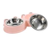 Veemoon Cute Pink Stainless Steel Dog Bowl Set with Bigeyed Frog Shape, Dishwasher Safe and Easy to Clean, Pet Feeding Bowls for Cats and Small to Medium Dogs