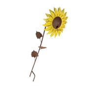 Veemoon Delicate Sunflower Iron Bird Feeder for Outdoor Use with Vivid Design, Yellow Garden Ornament for Feeding Birds on Balcony Or Patio