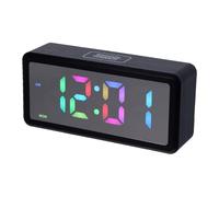 Veemoon Digital LED Alarm Clock with Wood Grain Design, Rgb Color Changing and Manual Dst Adjustment, Large Screen for Home Decor and Office Desk, Elegant Aesthetic Clock