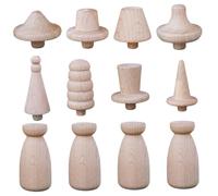 Veemoon DIY Wooden Peg Dolls Unfinished Blank Craft Figures with Doll Bodies and Interchangeable Hats Creative Painting Supplies for Home Decor and Holiday Projects