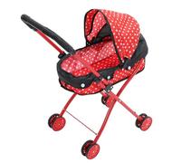 Veemoon Doll Stroller Small Pretend Play Pushchair with Polka Dot Design Play Game House Accessory