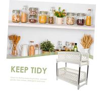 Veemoon Double Layer Drawer Storage Rack Kitchen Condiment Organizer for Seasoning Bottles Skincare Sundries Holder White Desktop Shelf for Home Office
