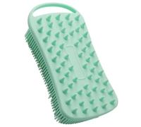 Veemoon Dual-Side Silicone Bath Scrubber with Flexible Bristles for Hair Scalp Massage and Body Exfoliation Soft Shower Brush for Deep Cleaning and Smooth Skin Light Green