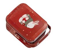 Veemoon Easter Bunny Pattern Tinplate Biscuit Case Portable Cookies Holder Candy Storage Box Party Sweets Container with Lid for Holiday Treats