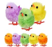 Veemoon Easter Chicks Decor, Cute Fuzzy Chick Chenille Chicks Ornaments Colorful Chick Decorations Small Pom Realistic Fluffy Chicken for Easter Supplies Party Favor (8pcs - 4 Colors)