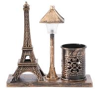 Veemoon Eiffel Tower Night Light Vintage Eiffel Tower Ornament with Pen Holder Mini Street Light Model Vintage Desk Lamp Night Light Craft Art Statue Model for Table Centerpiece Decoration