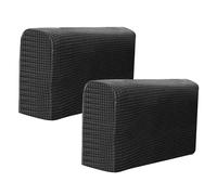 Veemoon Elastic Sofa Armrest Chair Cover, Stretch Armchair Sleeves Anti-Slip Polyester Armchair Protective Covers Universal Sofa Armrest Slipcover for Home Office Black 2pcs