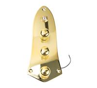 Veemoon Electric Bass Control Plate with Volume Tone Knobs, Prewired Guitar Control Board, Gold Metal Guard Plate for Electric Guitar Accessories and Music Gear