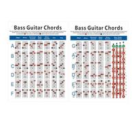 Veemoon Electric Bass Guitar Chord Chart 4 String Bass Exercise Diagram Small Size Music Practice Reference for Beginners