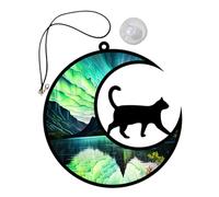 Veemoon Elegant Acrylic Cat Moon Wall Art with Black Cat Design, Wall Decoration Featuring Easy Installation and Artistic Delicate Style, for Living Room or Park Decor