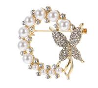 Veemoon Elegant Alloy Pearl Brooch Pin for Women with Smooth Surface without Burrs, Creative Insect Motif for Pinning on Shawl Or Collar, Birthday