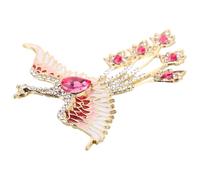 Veemoon Elegant Bird Brooch Pin Metal and Fabric Embroidery Accessory, Pink Design, Classic Brooch Pin for Women’s Clothing, Suitable for Holiday and Wedding Wear, Rhinestone Decoration